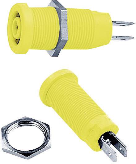 Stäubli XEB-1R Safety jack socket Socket, vertical vertical Pin diameter: 4 mm Green, Yellow
