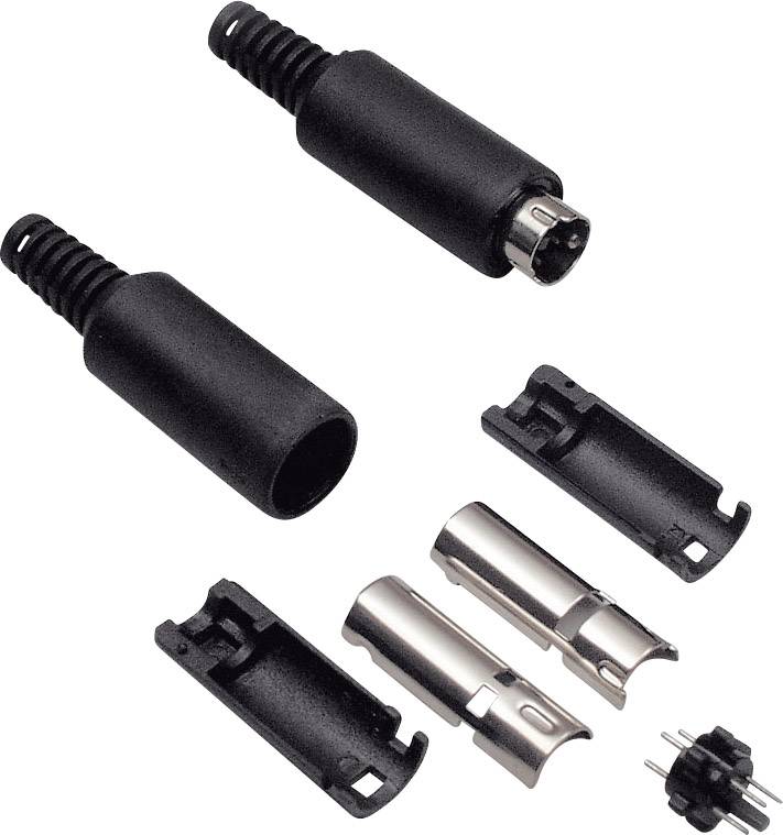 BKL Electronic 0204005 Mini DIN connector Plug, straight Number of pins: 7 Black