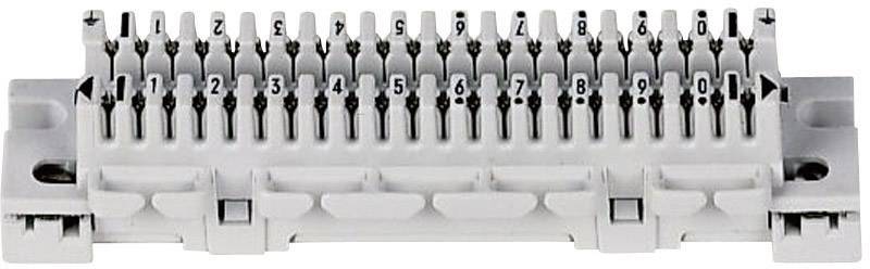 A connection unit with numbered connections from 0 to 9, each with metal contacts embedded in a plastic housing.