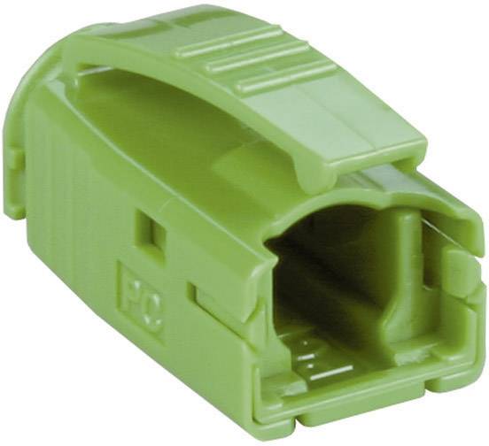 Green, rectangular plastic plug, possibly part of an electrical or electronic connection.