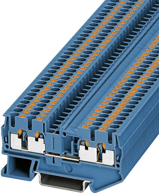 Blue terminal block module with multiple connection points, suitable for electrical installations.