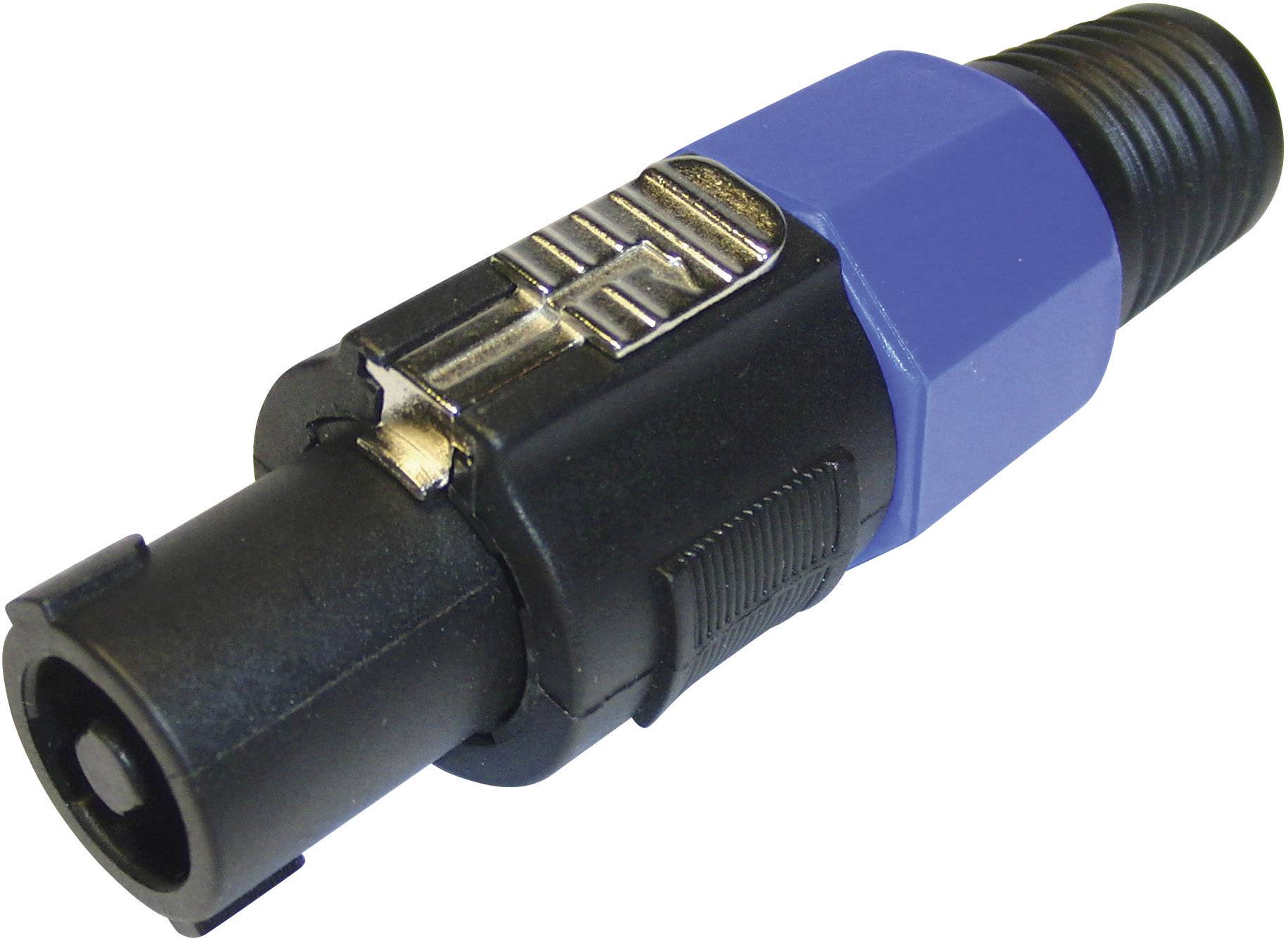 Socket adapter with blue and black housing, suitable for professional audio or lighting equipment connections.