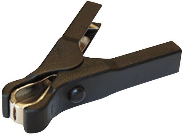 A black plastic clip fastener shaped like pliers, set against a white background.