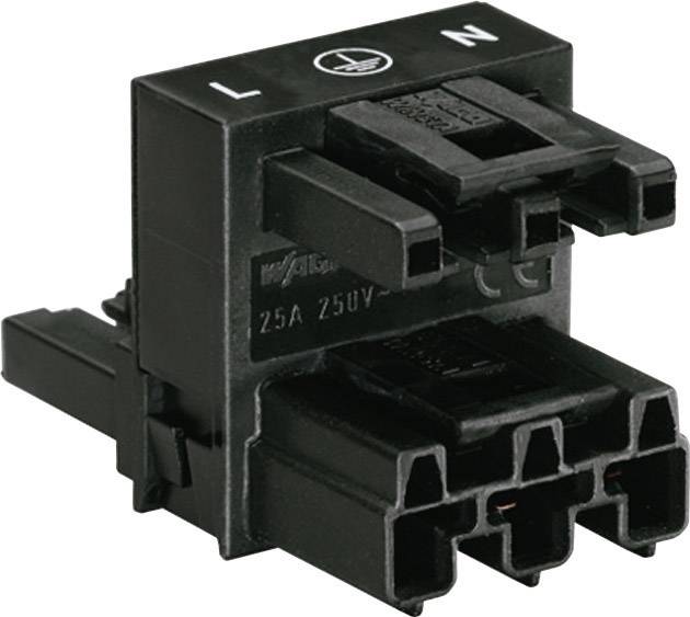 WAGO Mains H distributor Mains plug, Mains socket - Mains socket Total number of pins: 2 + PE Black 1 pc(s)