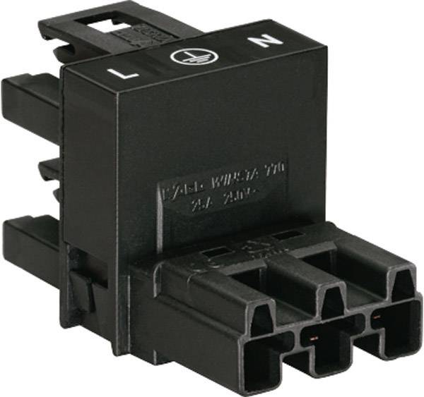 A black electrical connector with 'L' and 'N' markings for the phase cables.