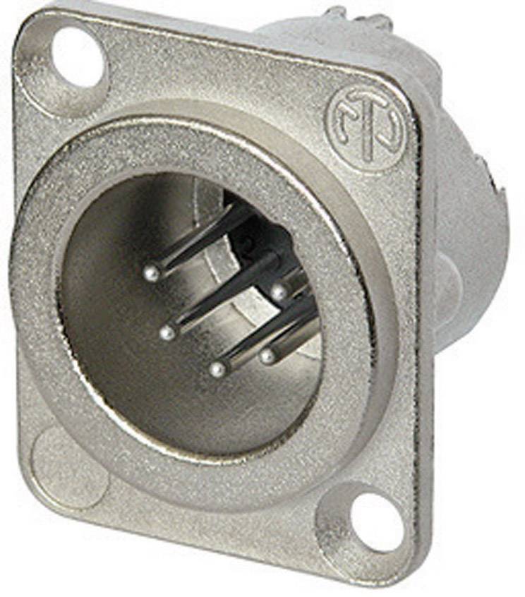 A four-pin metal plug with mounting holes for electrical connections.