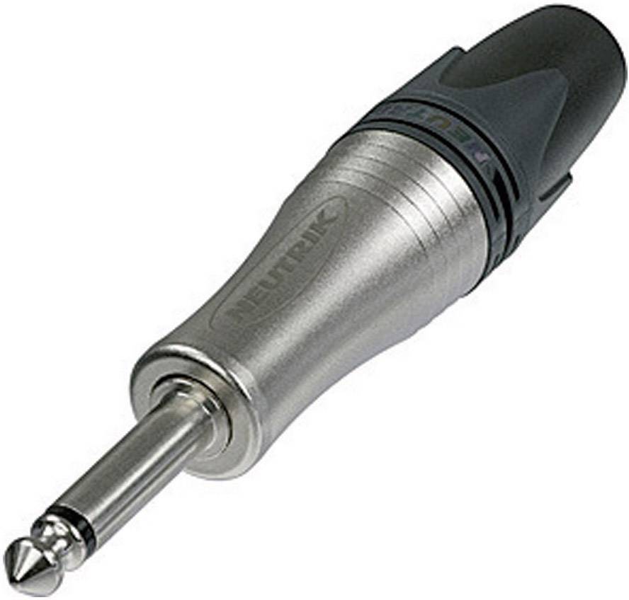A silver and black audio plug with the 'NEUTRIK' marking, suitable for professional audio connections.