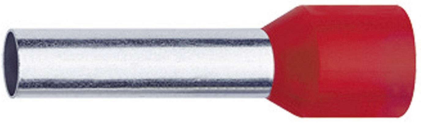 Uninsulated wire end ferrule with red plastic coating. Ideal for securely connecting multi-strand conductors in terminals.