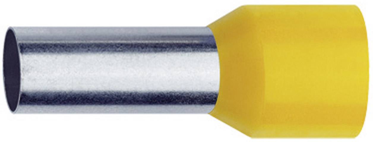 Metal sleeve with yellow insulation at the end, suitable for electrical applications and secure cable connection.