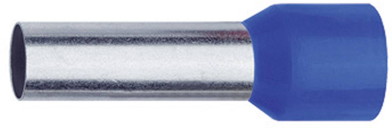 Metal sleeve with blue plastic cap, suitable for electrical connections.