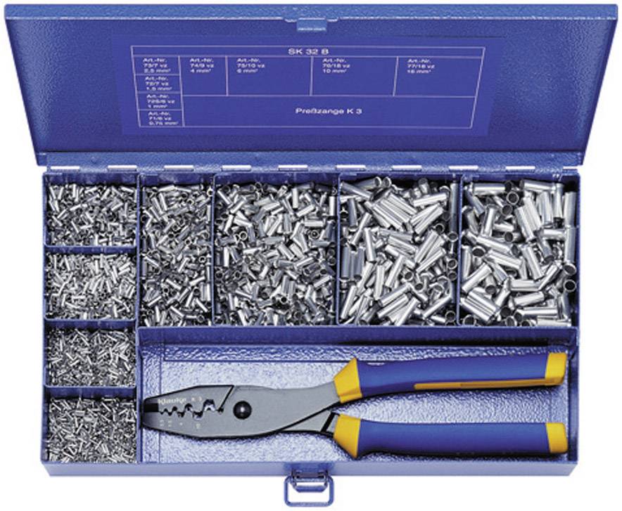 An open toolbox with a pair of pliers and various metal clips in compartments. Perfect for electrical or repair work.