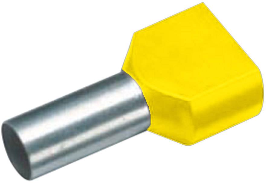 Yellow octagonal profile at the end of a silver metal pin, most likely a component of a tool or machine part.