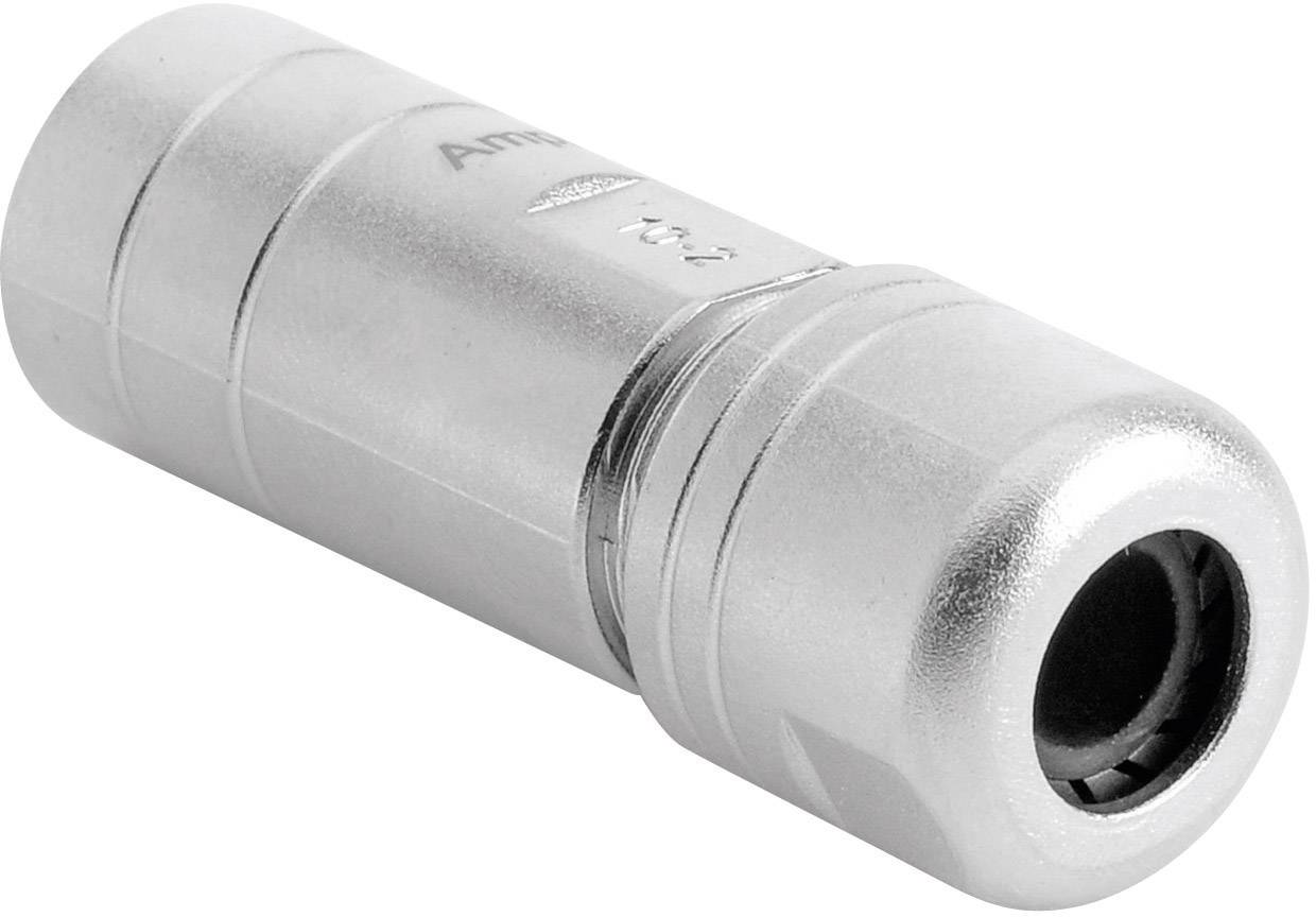 Metallic, cylindrical bayonet coupling adapter with multiple notches and an open circular end.