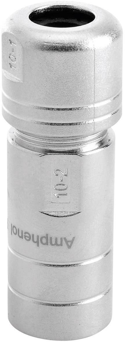 Silver metal component, cylindrical in shape, with the inscription 'Amphenol'.