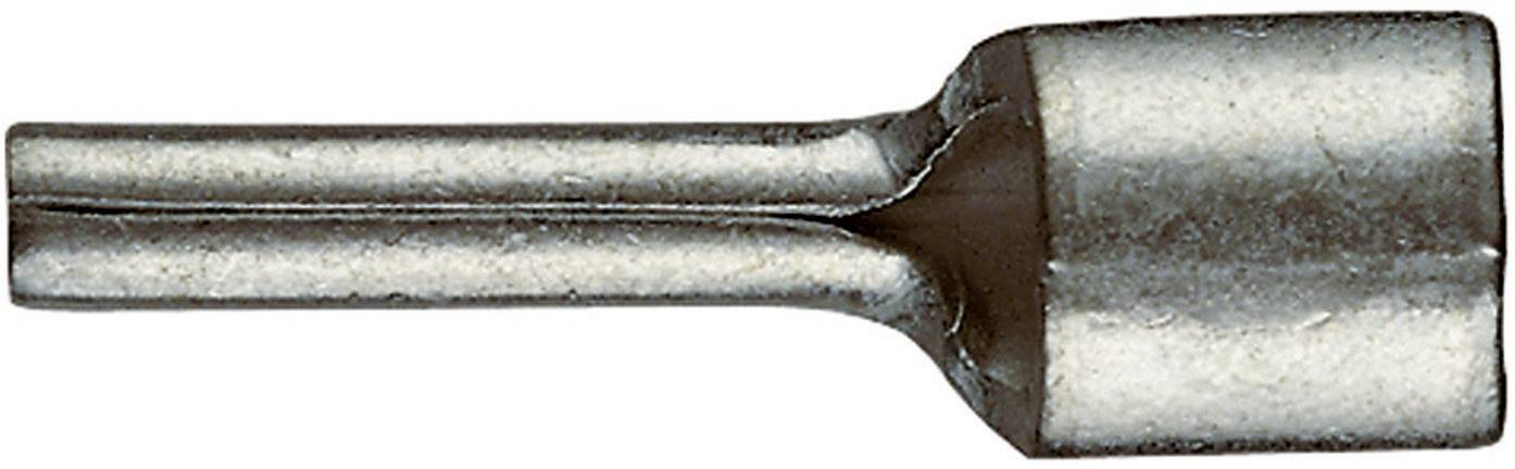 A silver electric cable lug in cylindrical form with a flat base. Used for secure connection of cables in electrical applications.