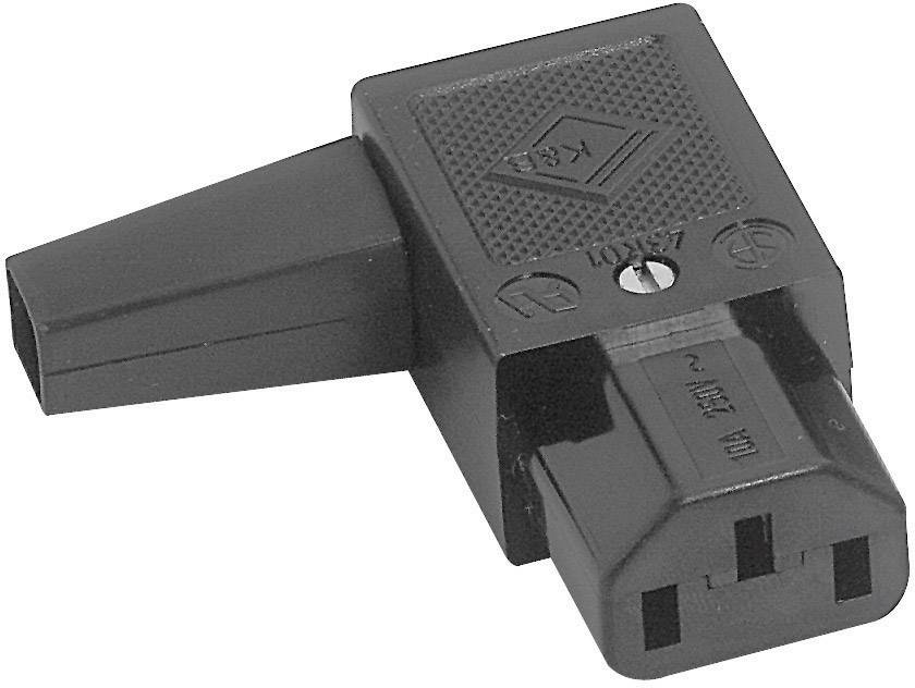 K & B 43R011211 IEC connector 43R Socket, right angle Total number of pins: 2 + PE 10 A Black 1 pc(s)
