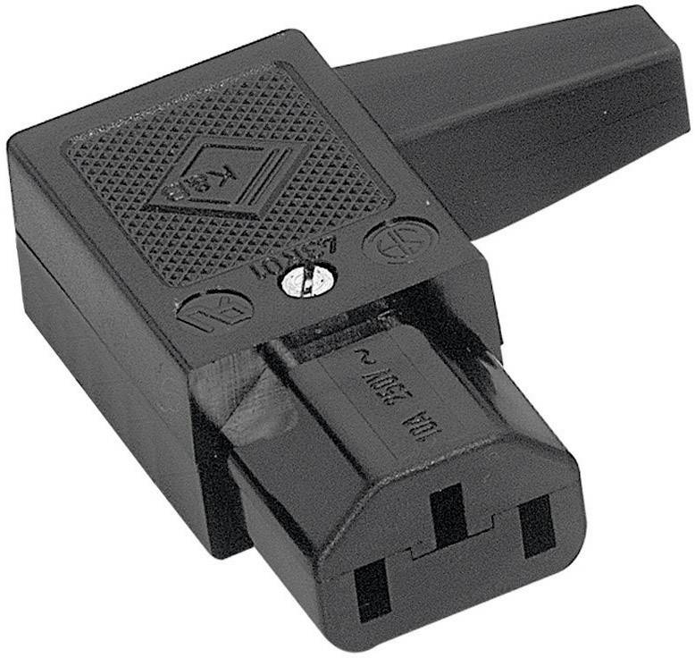 K & B 43R011111 IEC connector 43R Socket, right angle Total number of pins: 2 + PE 10 A Black 1 pc(s)