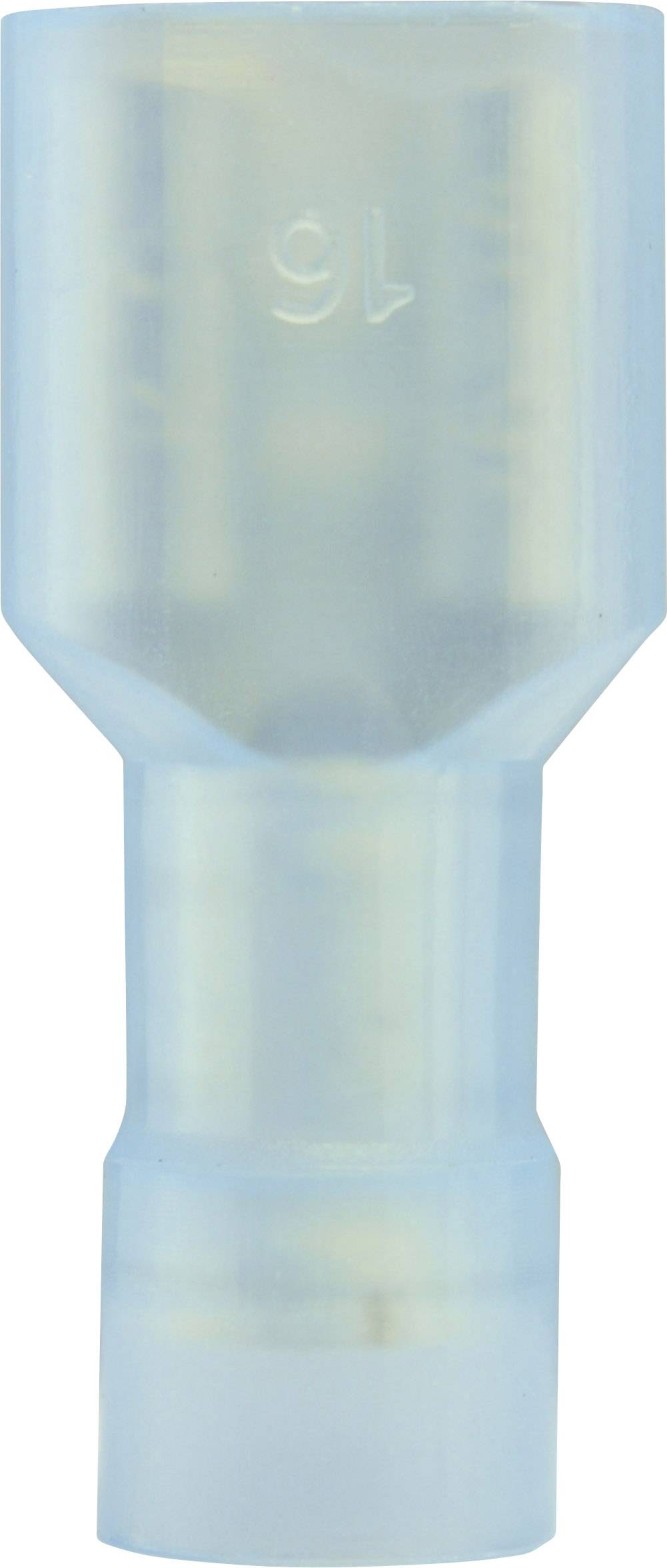 Blue electric cable plug with plastic housing and engraved number '16'.