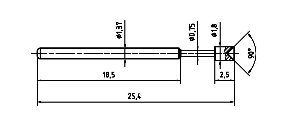 PTR Hartmann 1015-A-0.7N-AU-1.8 Precision test tip