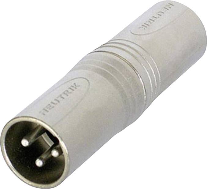 A silver XLR adaptor with three pins, commonly used for audio connections, against a neutral background.