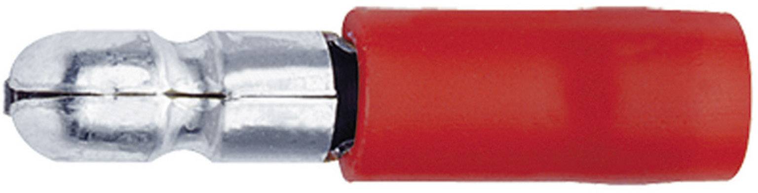 An isolated metal plug with a red plastic casing, typical for electrical connections and wiring projects.