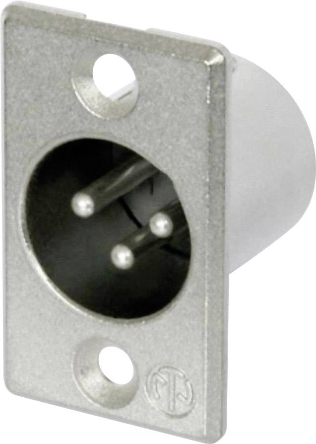 A silver-coloured three-pin XLR connector.