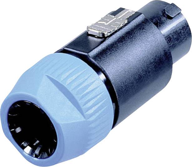 Socket with blue casing and black housing, likely suitable for audio connections such as speaker cables.