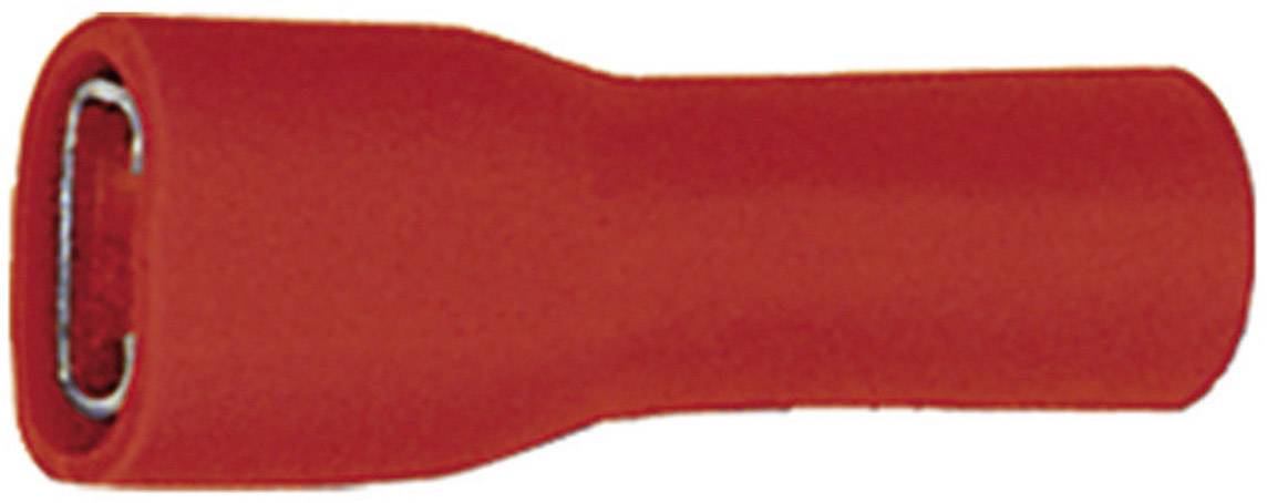 Red insulated cable terminal sleeve, suitable for electrical connections.