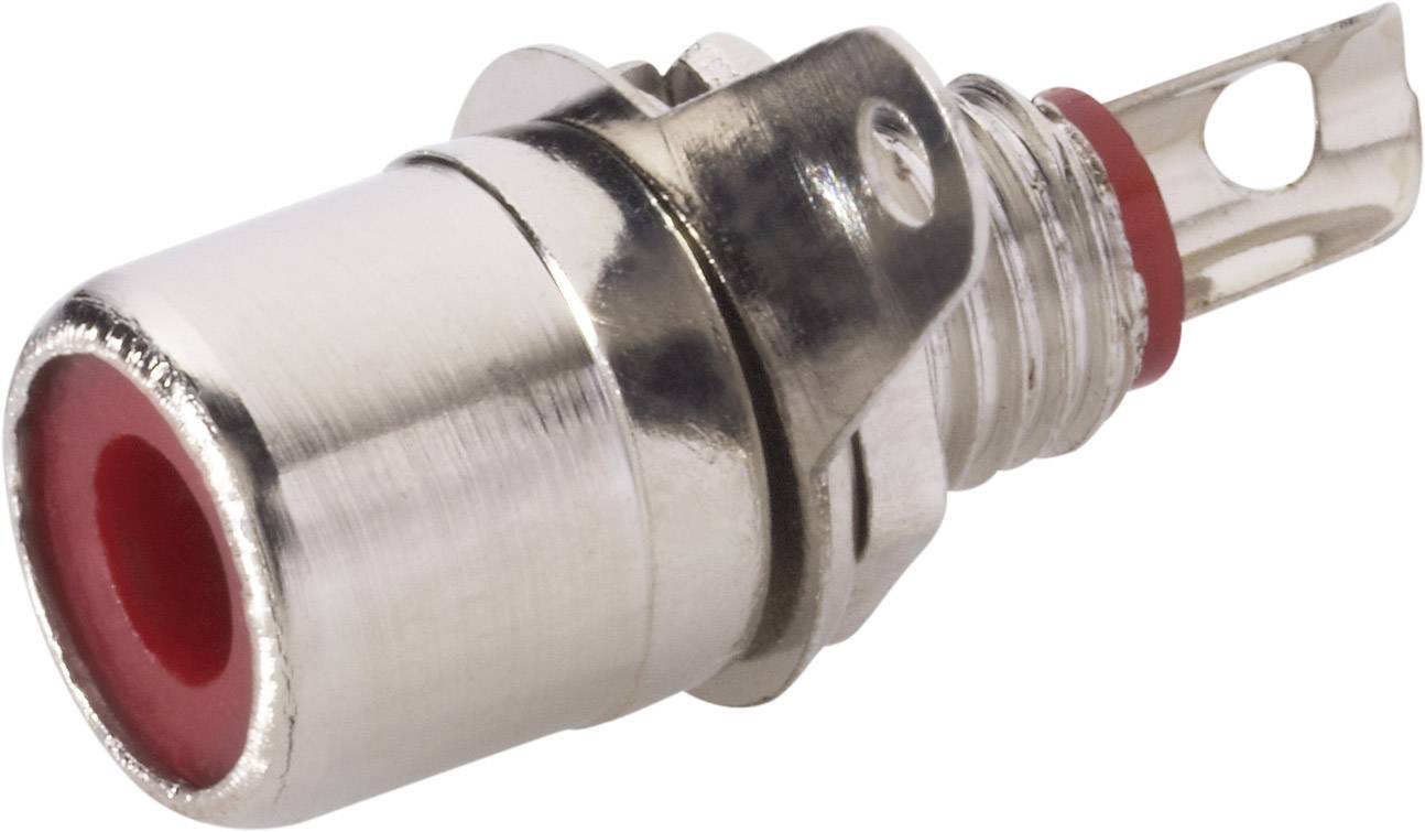 RCA socket in silver with a red inner ring, designed for audio or video connections.