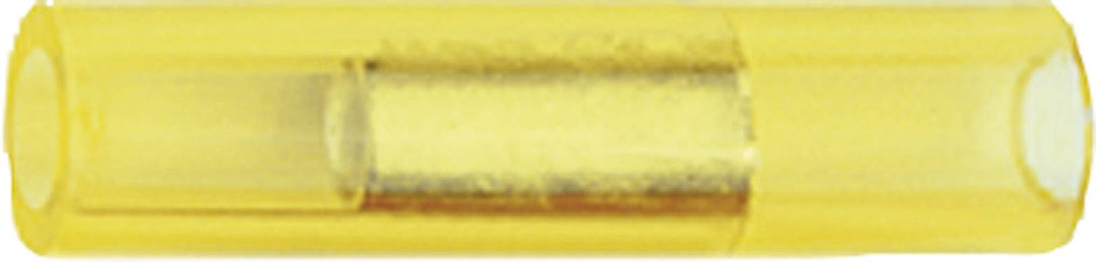 Yellow spirit level with an air bubble in the centre, indicating horizontal alignment.
