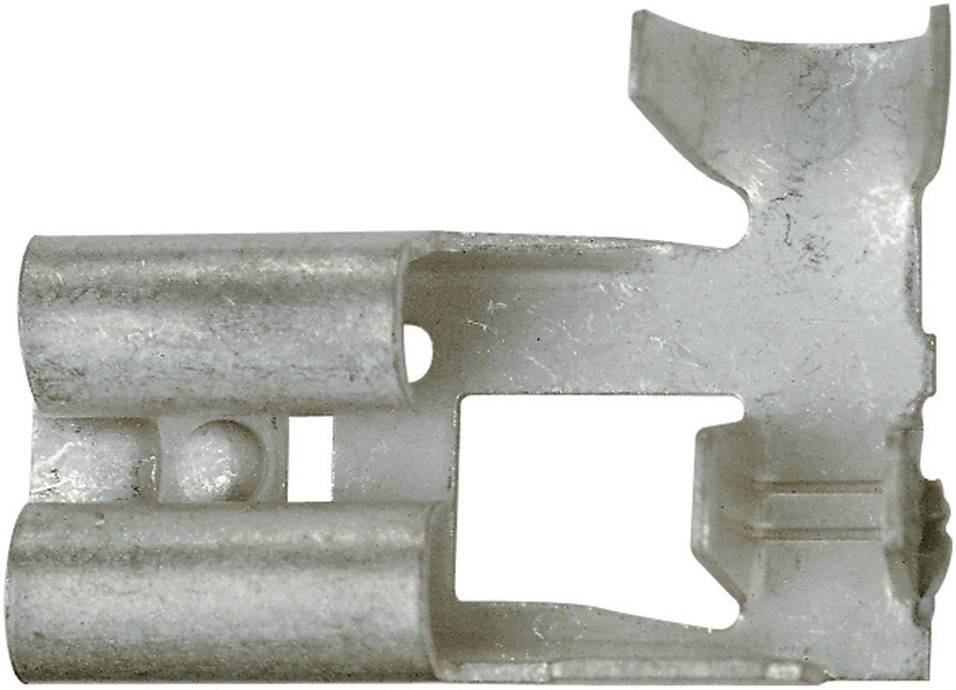 A silver metal component with two tubular and one flat section; it serves as an electrical connector.