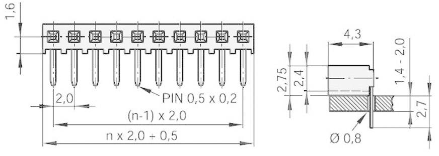 MPE Garry Receptacles (standard) No. of rows: 1 Pins per row: 10 159-1-010-0-NFX-YS0