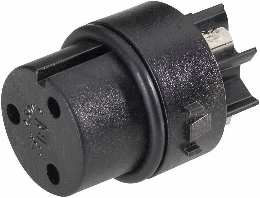 Black adaptor plug, compact design, suitable for connecting electrical devices to non-standard socket outlets.