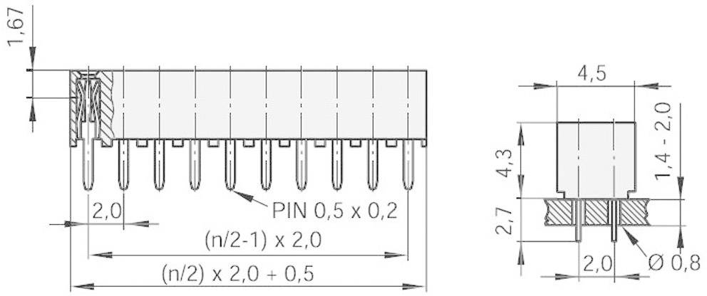 MPE Garry SIL socket (standard) No. of rows: 2 Pins per row: 3 156-3-006-0-NFX-YS0-1