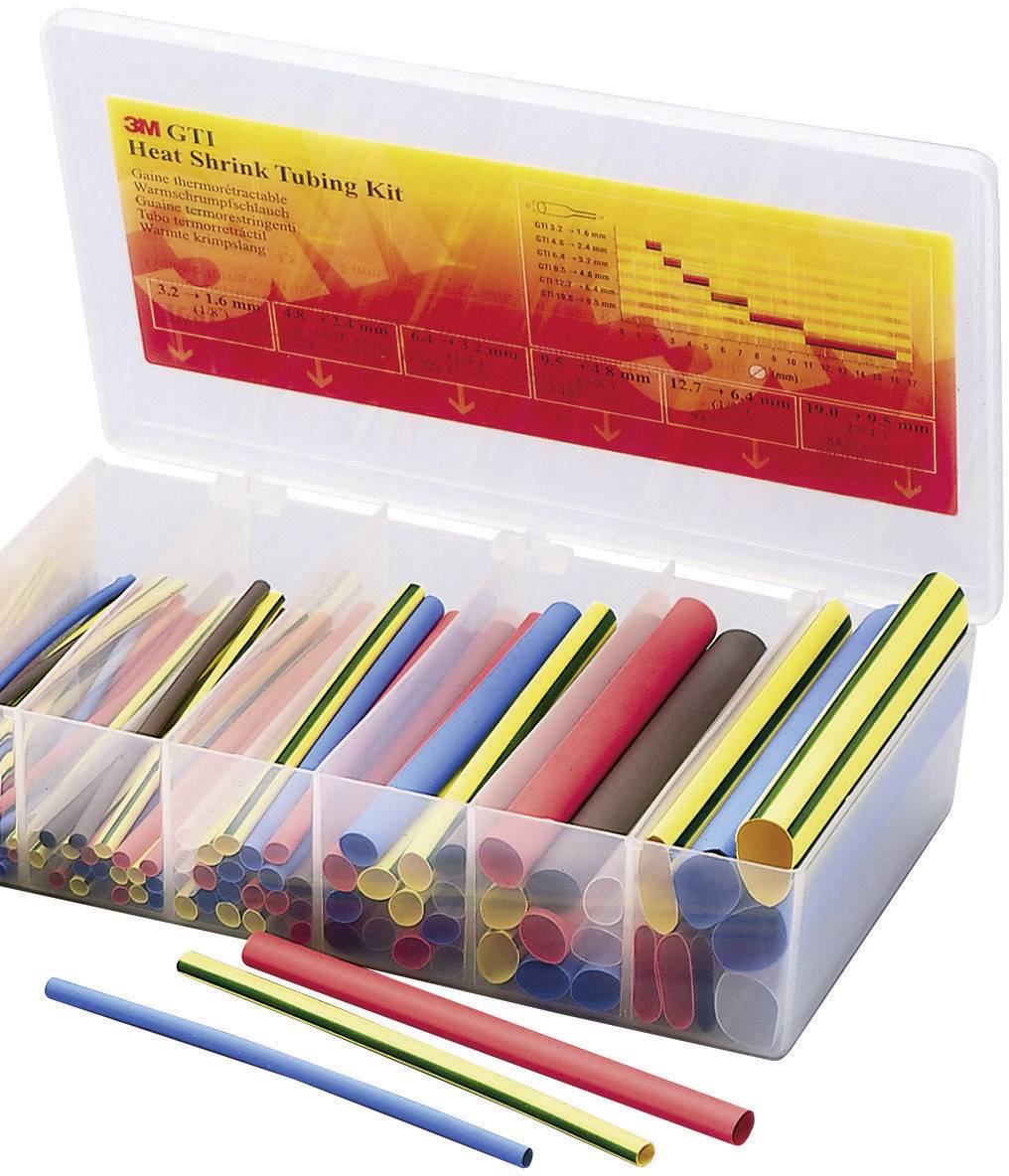 3M GTI-BOX1.6-19MC Heatshrink set Red, Blue, Brown, Transparent, Green, Yellow Shrinkage:2:1 104 Parts