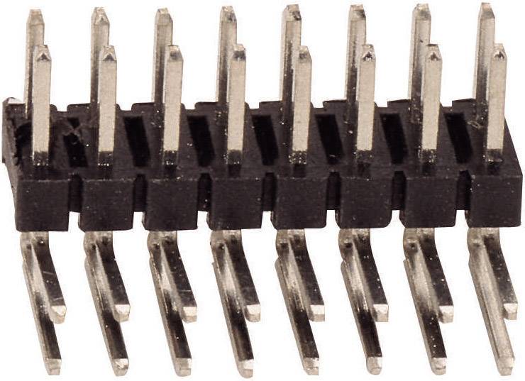 A 12-pin, single-row pin header connector, black housing, metal pins in two rows. Used in electronic circuits.