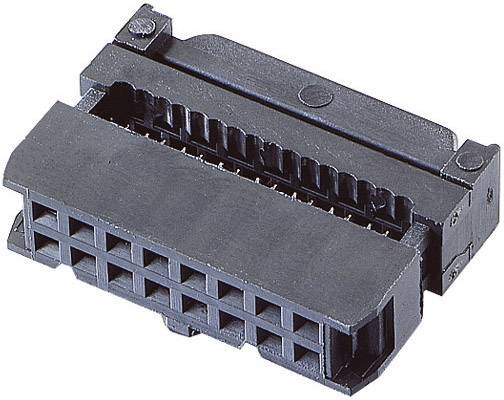 Black computer plug with a rectangular shape and multiple connection openings, suitable for electronic connections.