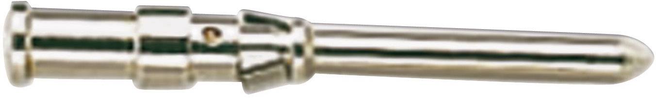 A metallic banana plug, shiny, with a ridged surface. Used for electrical connections in audio equipment.