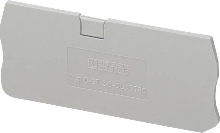 Grey plastic partition wall with the inscription 'PHOENIX CONTACT TYPE D-ST 2.5-QUATTRO', used for insulation in electrical installations.