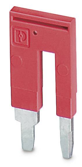 Red flat fuse with two metal pins, commonly used in vehicles or electronics for overcurrent protection.