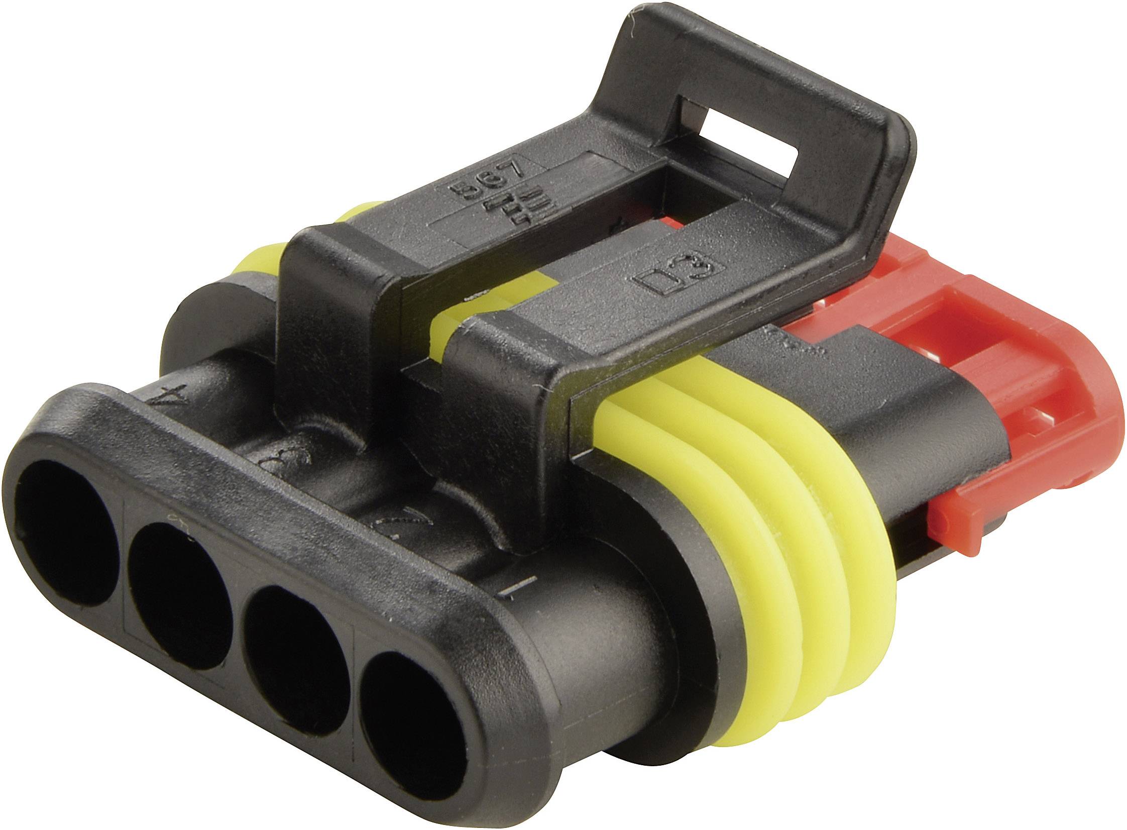 TE Connectivity Socket housing cable AMP-Superseal 1.5mm Series Total number of pins 4 Contact spacing: 6 mm 282088-1