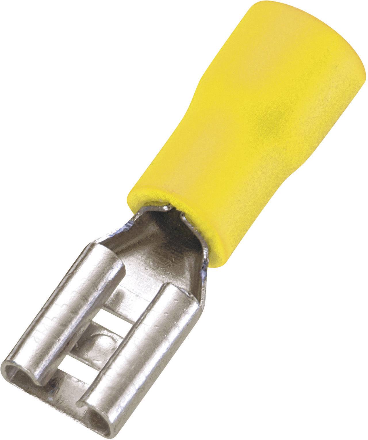 TRU COMPONENTS 1572133 Blade receptacle Connector width: 6.4 mm Connector thickness: 0.8 mm 180 ° Partially insulated Yellow 50