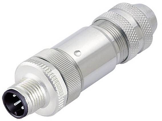 A silver, cylindrical metal plug with a knurled grip and a round connection end, suitable for technical applications.