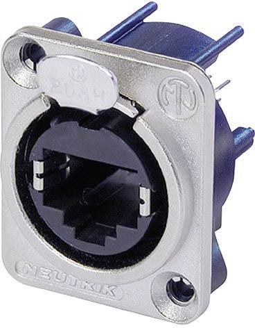 A black, round Ethernet socket with a silver casing, suitable for network cabling, marked with 'Push'.