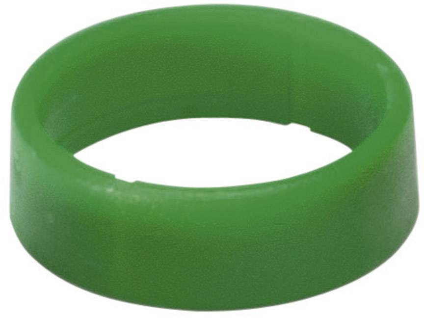 Green plastic ring with a smooth surface, no further visible details or features.
