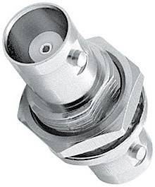 Metal electronic plug with threaded screw, suitable for transmitting electrical signals in technical devices.