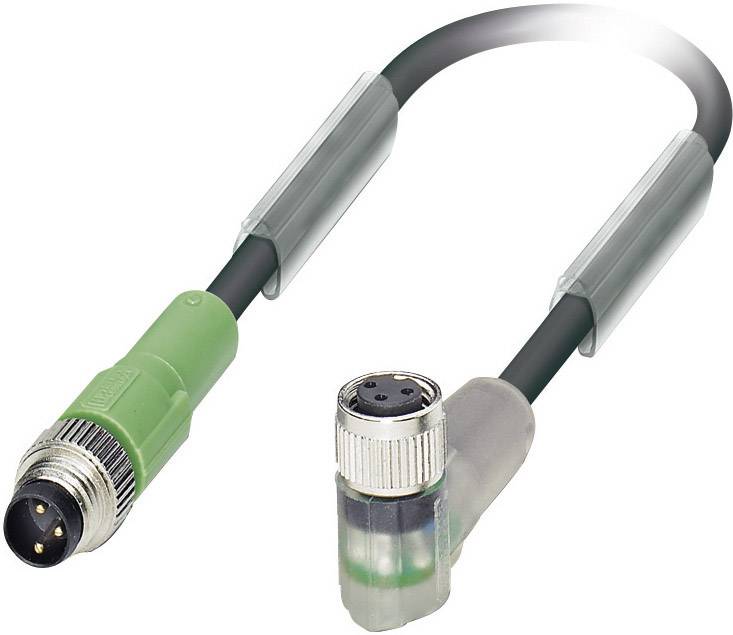 M8 cable with 4-pin angled plug and socket. Suitable for industrial applications, provides secure and robust connections.