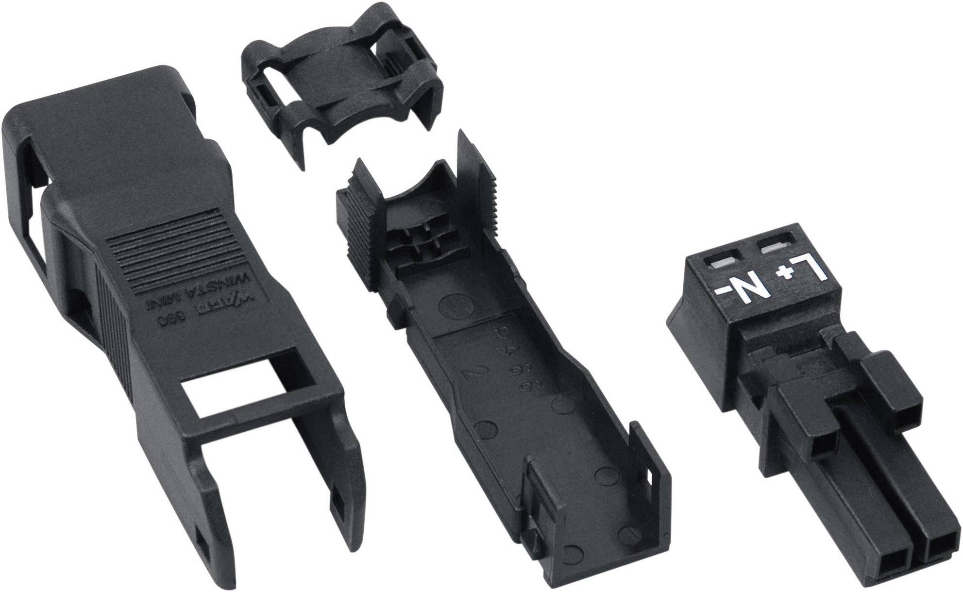 WAGO 890-102 Mains connector WINSTA MINI Socket, straight Total number of pins: 2 16 A Black 1 pc(s)