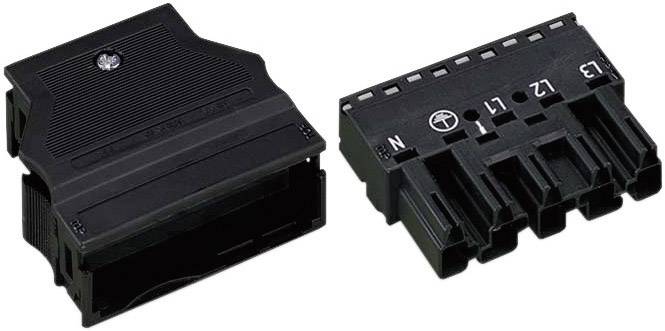 WAGO 770-115/K010-165 Mains connector WINSTA MIDI Plug, straight Total number of pins: 4 + PE 25 A Black 1 pc(s)