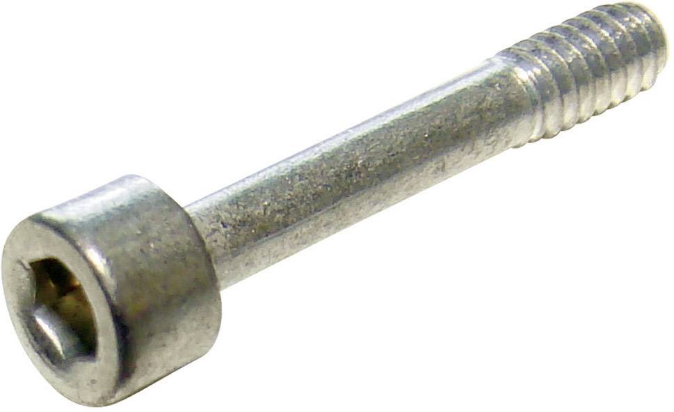 A silver metal Allen screw with a cylindrical head and a thread at the end.